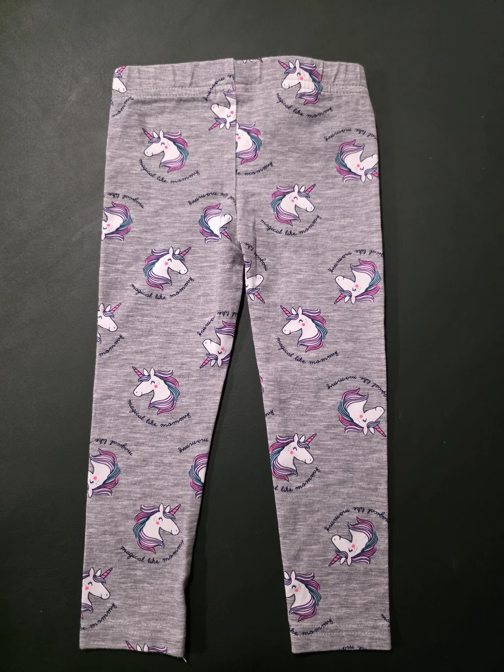 Carter's Gray Unicorn Print Leggings with Pink & Purple Details